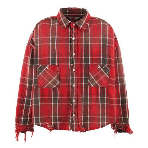 SAINT MXXXXXX | FRANNEL SHIRT / RED X GRAY