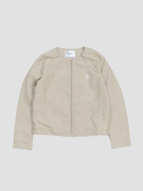 Collarless leather jacket IVORY