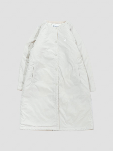 Collarless long puff coat L.GRAY