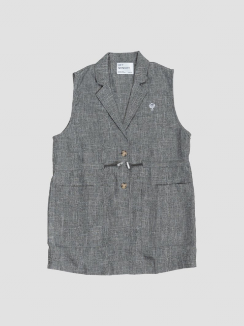Waist gathers vest BLACK