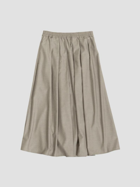 Glossy flare skirt KHAKI